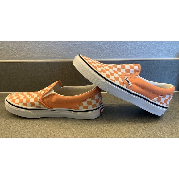 VANS - Size 4 Youth - Checkerboard Slip On Sneakers - Orange/White - Picture 5 of 8